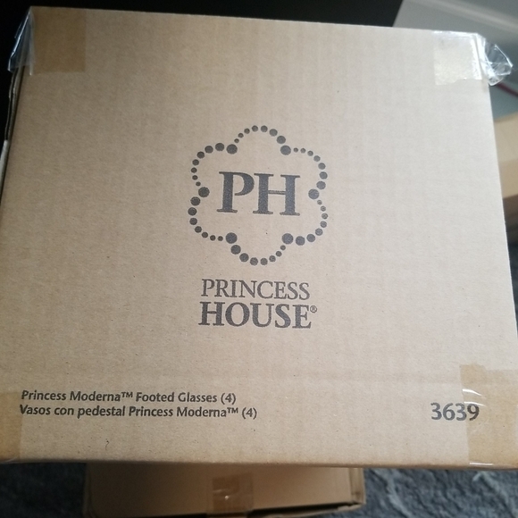 NIB PRINCESS HOUSE MODERNA FOOTED GLASSES SET OF FOUR CRYSTAL - Picture 7 of 8